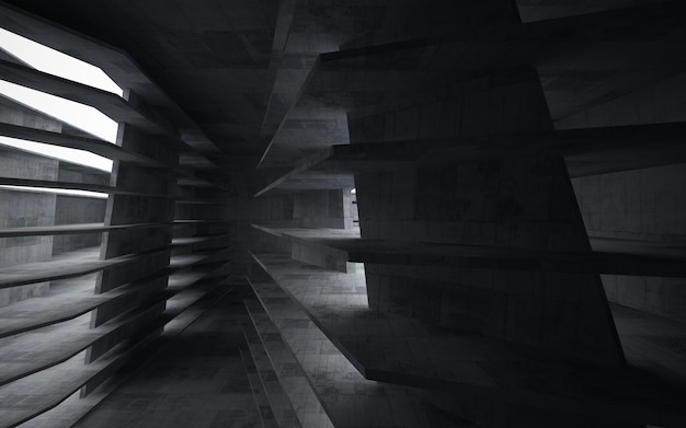 Puste abstrakcyjne wnętrze pokoju betonowego. ilustracja 3D. Renderowanie 3D