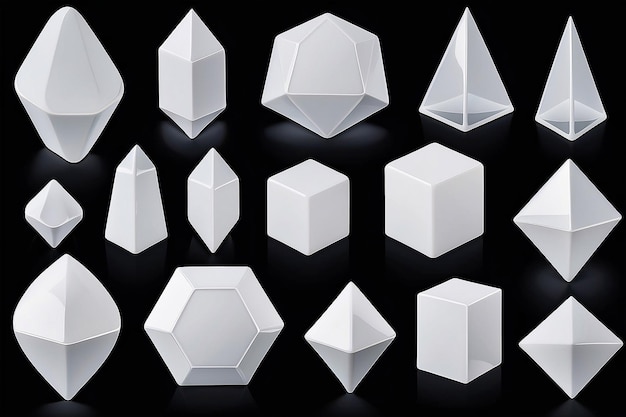 Zdjęcie puste białe szklane kształty geometryczne ustawione oddzielnie