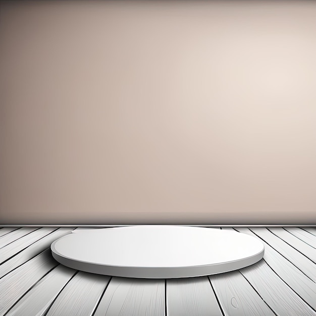 Zdjęcie puste białe tło drewnianej podłogi z abstrakcyjną białą ścianą i miejscem na prezentację produktu 3 d