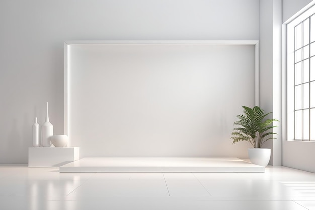 Puste białe tło gradientowe z wyświetlaczem produktu Białe tło lub puste studio z odtwarzaniem 3D na podłodze pokoju