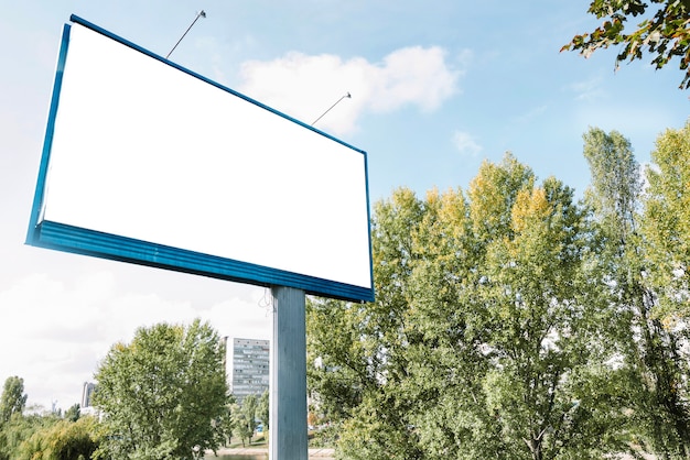 Puste billboard w pobliżu zielonych drzew