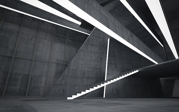 Puste ciemne abstrakcyjne betonowe pomieszczenie gładkie wnętrze Architektoniczne tło Nocny widok