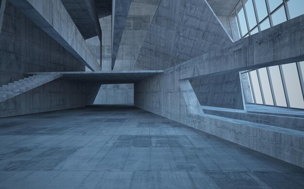 Puste ciemne abstrakcyjne betonowe pomieszczenie gładkie wnętrze Architektoniczne tło Nocny widok