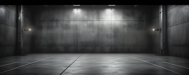 Puste ciemno-szare przemysłowe betonowe tło sceny do projektowania slajdów na stronie internetowej do pokazania produktu