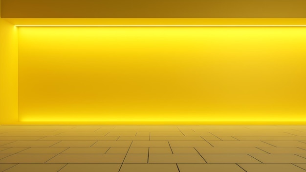 Puste geometryczne pomieszczenie w kolorze żółtym cytrynowym z pięknym oświetleniem Futuristyczne tło