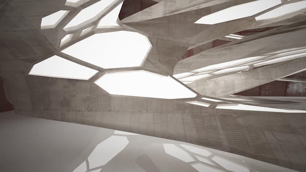 Puste gładkie abstrakcyjne wnętrze pokoju arkuszy zardzewiałego metalu Architektoniczne tło 3D