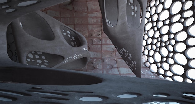 Puste gładkie abstrakcyjne wnętrze pokoju arkuszy zardzewiałego metalu Architektoniczne tło 3D