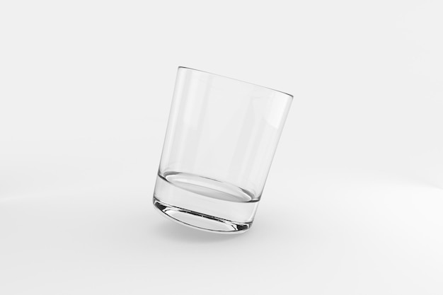 Puste i czyste szkło whisky na białym tle renderowania 3d
