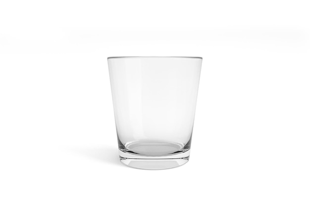 Puste i czyste szkło whisky na białym tle renderowania 3d