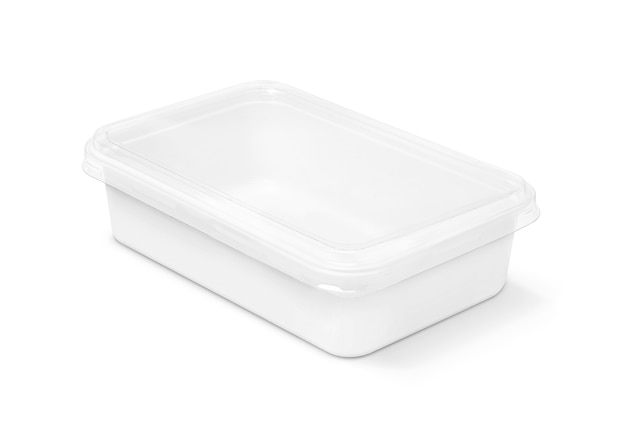Puste opakowania plastikowe pudełko na jedzenie na białym tle