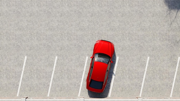 Puste parkingi, widok z lotu ptaka. Realistyczne renderowanie 3D