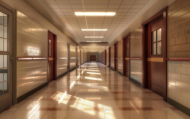 Zdjęcie puste wnętrze korytarza szkoły