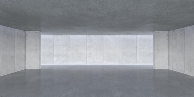 Puste wnętrze przestrzeni betonowej z renderowaniem 3d światła słonecznego i cienia