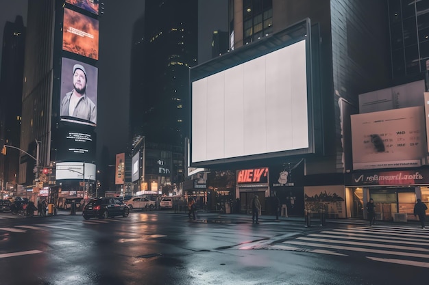 pusty biały billboard na ulicy miejskiej