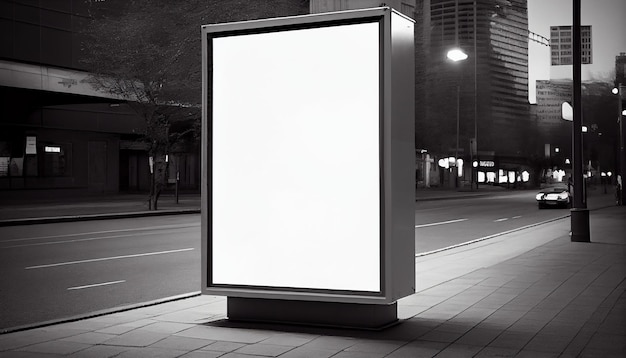 Pusty biały billboard reklamowy umieszczony w pejzażu miejskim Do projektów związanych z marketingiem reklamowym lub środowiskami miejskimi Miejsce na billboard na reklamy lub projekty