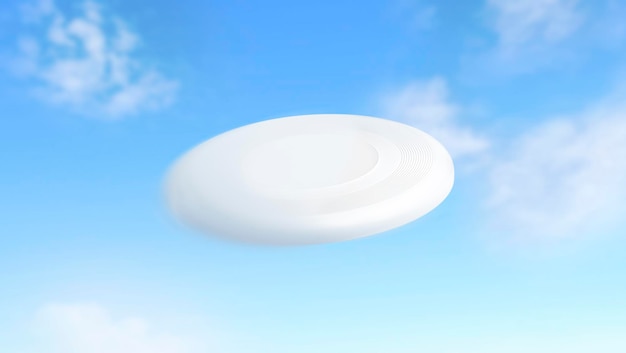 Pusty biały latający plastikowy frisbee makieta rozmycie ruchu