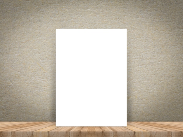Pusty biały papier plakat na tropikalnej deski drewniane podłogi i ściany.