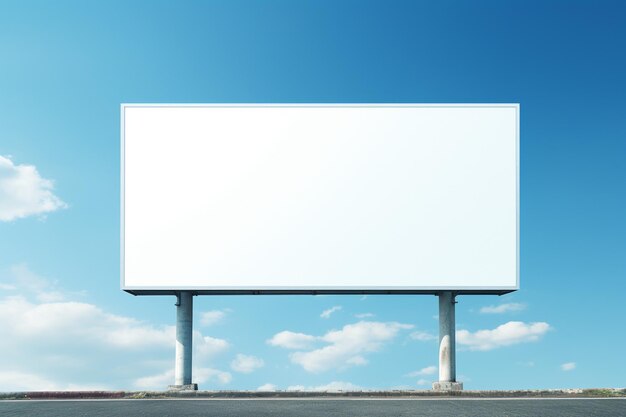 Zdjęcie pusty billboard na niebieskim tle dla nowej reklamy