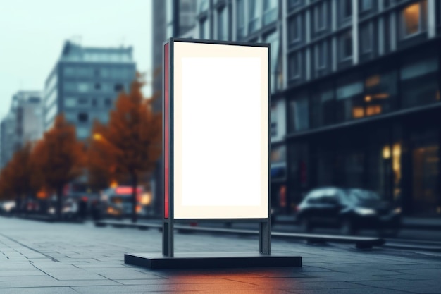 Pusty billboard na ulicy miejskiej w nocy Reklama zewnętrzna Generacyjna sztuczna inteligencja