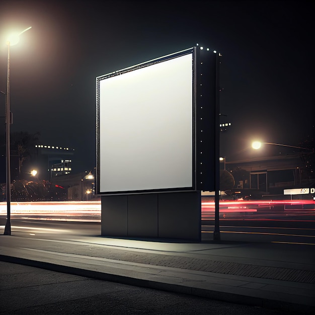 Pusty billboard na ulicy z porą nocy