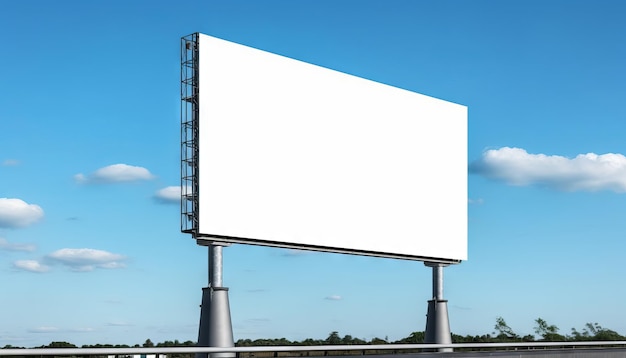 Pusty billboard reklamowy na autostradzie z makietą koncepcji reklamy błękitnego nieba Generative ai