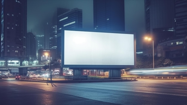 Pusty billboard w mieście przy nocą