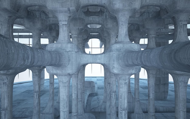 Pusty ciemny abstrakcyjny beton gładkie wnętrze Architektoniczne tło ilustracji 3D i renderowania