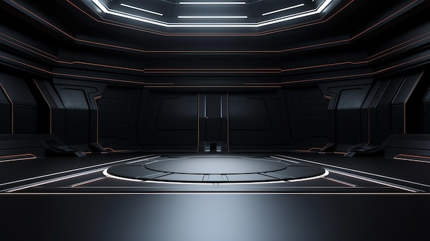 pusty ciemny pokój nowoczesne futurystyczne tło scifi
