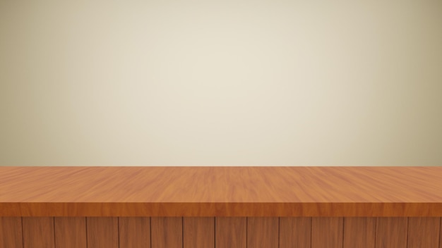 Pusty drewniany stół z białym tłem