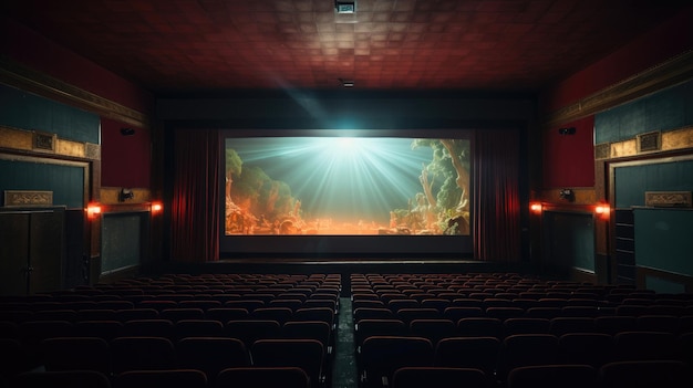 Pusty ekran kinowy z publicznością