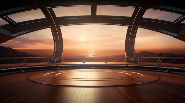 Zdjęcie pusty futurystyczny pokład statku kosmicznego
