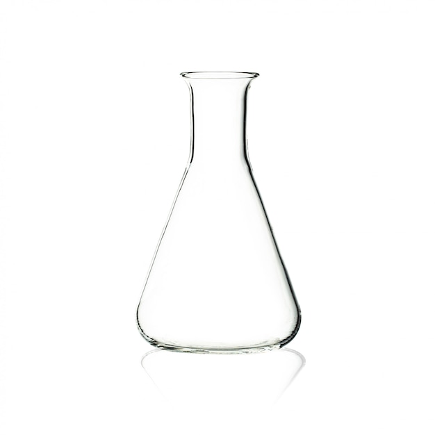 Pusty glassware dla laboratorium naukowego odizolowywającego na białym tle