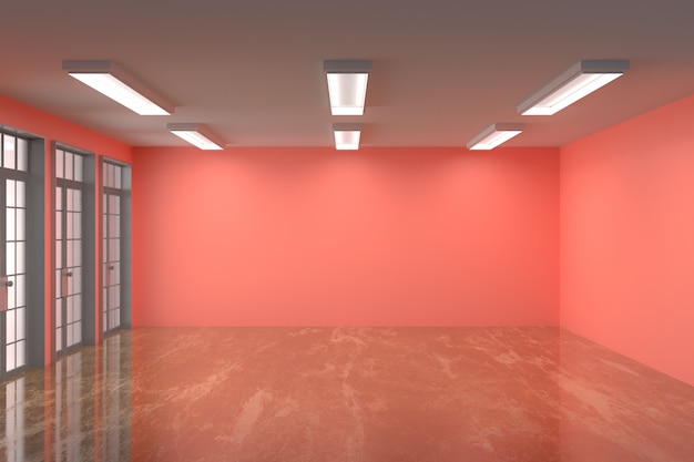 Pusty izbowy wielokrotność ściany kolor z marmurową podłoga i pięknym światłem, 3d rendering