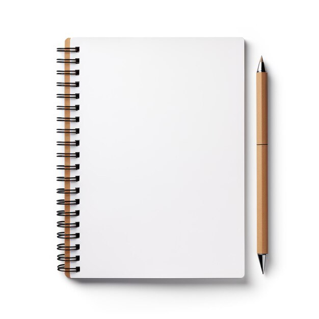 Zdjęcie pusty notebook i pióro do projektowania artykułów biurkowych