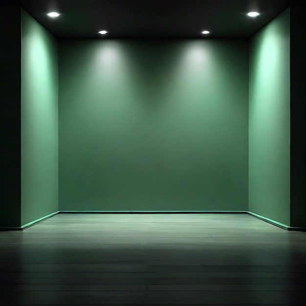 Pusty pokój i zielone tło ściany AI