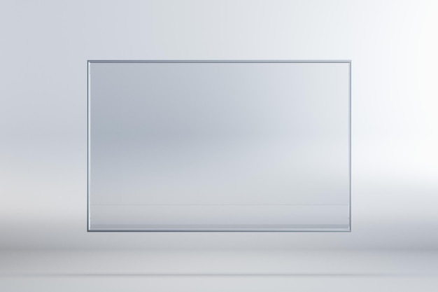 Pusty prostokątny baner ramki szklanej na białym tle makiety renderowania 3d