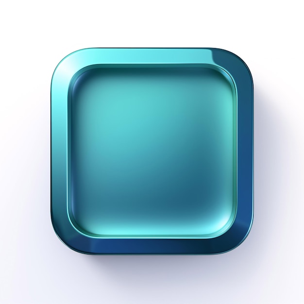Zdjęcie pusty przycisk ikony aplikacji mobilnej kwadrat turkusowy z okrągłymi narożnikami w stylu 3d