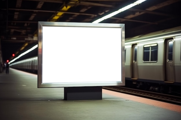 Zdjęcie pusty pusty billboard lub plakat reklamowy na stacji metra w mieście