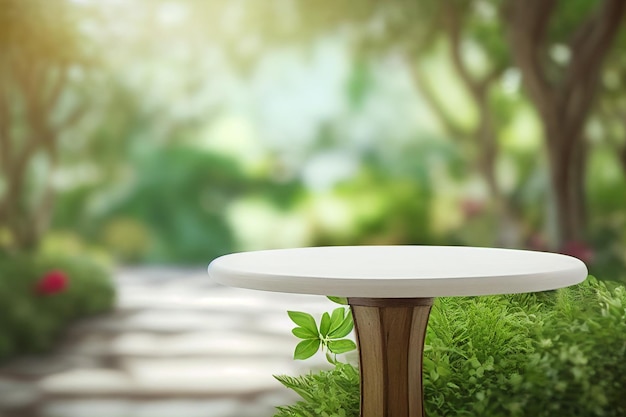Pusty pusty formalny stół weselny na zewnątrz ogród Landyard Generative AI