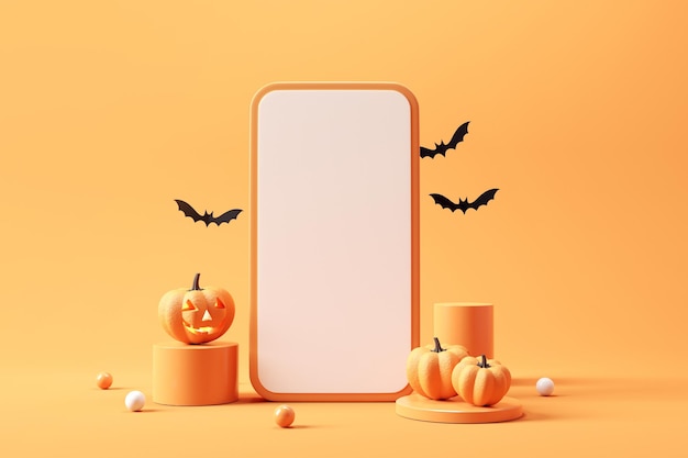 Pusty telefon komórkowy w tle na Halloween