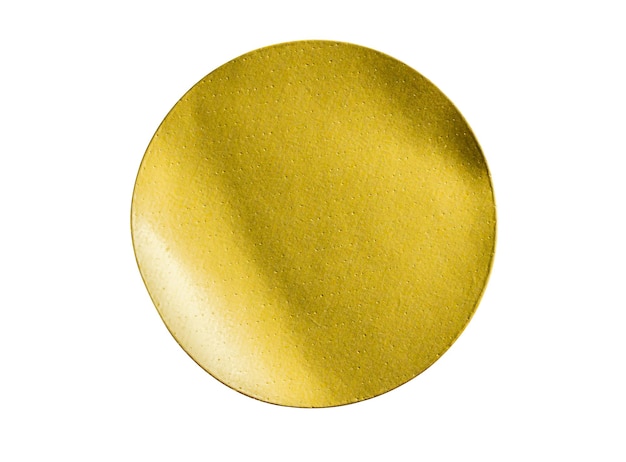 Pusty złoty okrągły papier samoprzylepny metaliczna etykieta na białym tle na białym tle