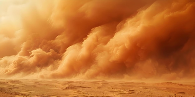 Pustynna burza piaskowa tworzy wirujące chmury pyłu i szczątków w powietrzu Koncepcja Burza Piaskowa Pustynia Chmury Pyłu Szczątki Katastrofa naturalna