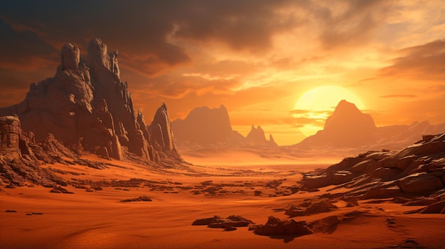 Zdjęcie pustynna fantazja krajobraz krajobraz 3d ilustracja