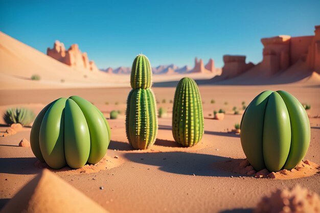 Pustynna oaza kaktusowa tapeta ilustracja tła środowisko pustynny krajobraz