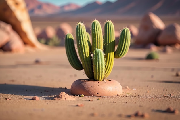 Zdjęcie pustynna oaza kaktusowa tapeta ilustracja tła środowisko pustynny krajobraz