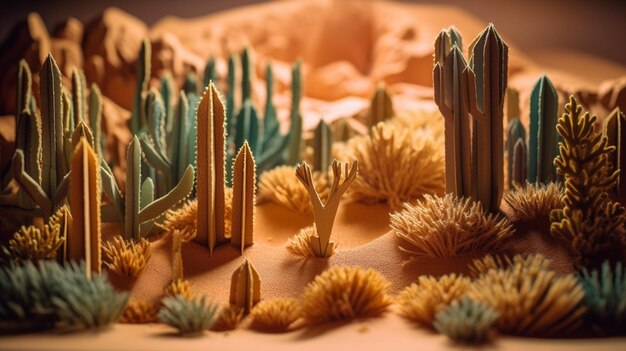 Pustynna scena z pustynną sceną i kaktusami.