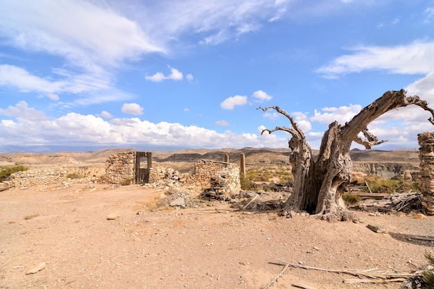 Zdjęcie pustynne tabernas w prowincji almeria w hiszpanii