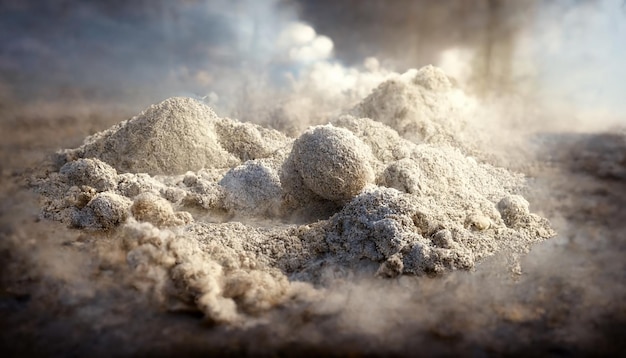 Pustynny krajobraz, burza piaskowa, piasek piaskowy, dramatyczne zachmurzone niebo, nierealny świat. ilustracja 3D