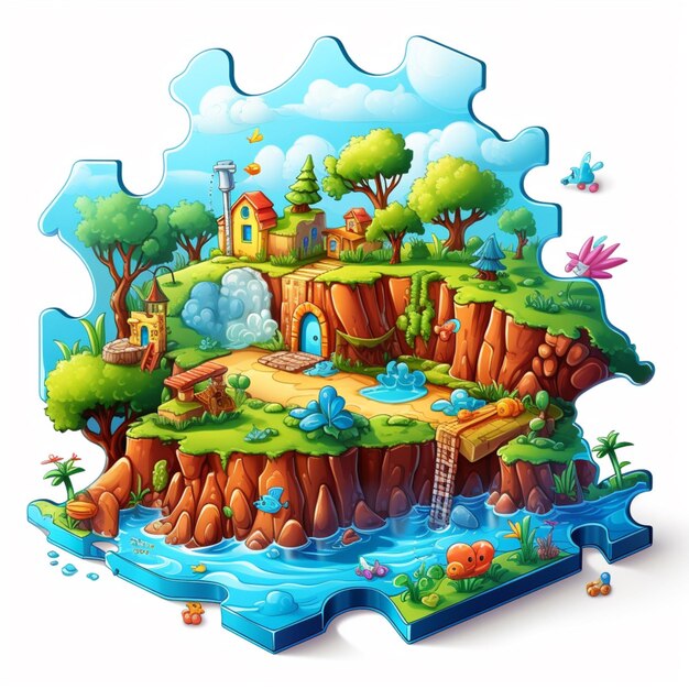 Puzzle 2d ilustracja kreskówka na białym tle wysokiej jakości