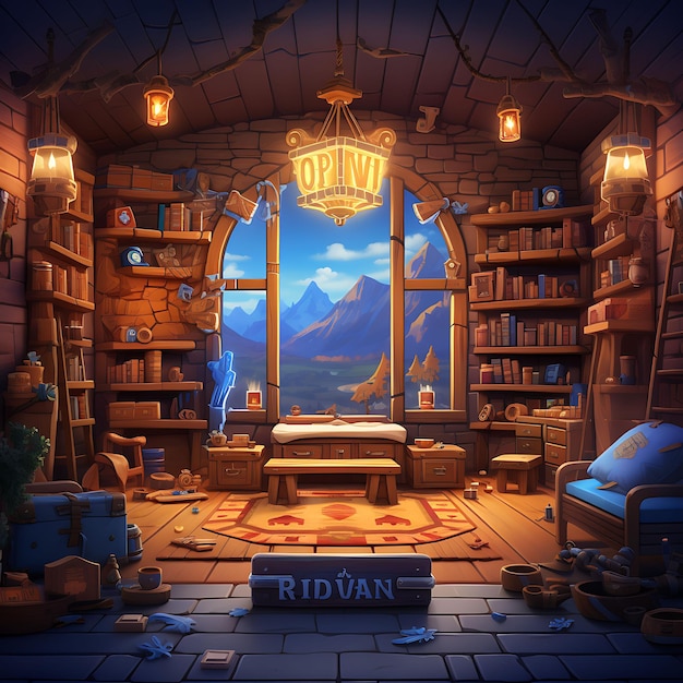 Zdjęcie puzzle adventure game room boys z interaktywnym elementem puzzla ilustracja trendy dekoracji tła.